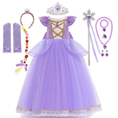 Vestido Fantasia Rapunzel Premium  + Acessórios