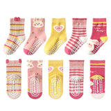 Set of 5 Pairs of Kids Cotton Socks – Non-slip – Various Themes
