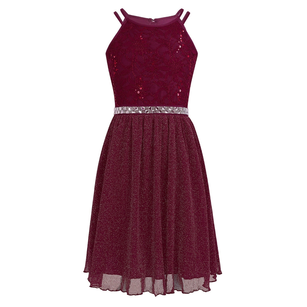 Pink Sleeveless Lace Dress for Girls