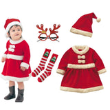 Kids Santa Claus Costume Dress + Accessories 4 Pcs
