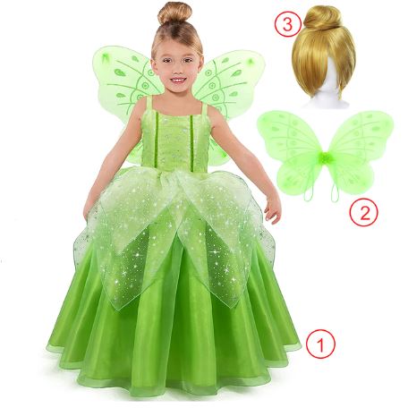 Vestido Fantasia Sininho Tinker Bell + Acessórios