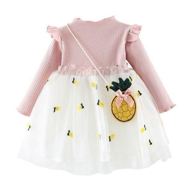 Cute Pineapple Casual Dress with Long Sleeves