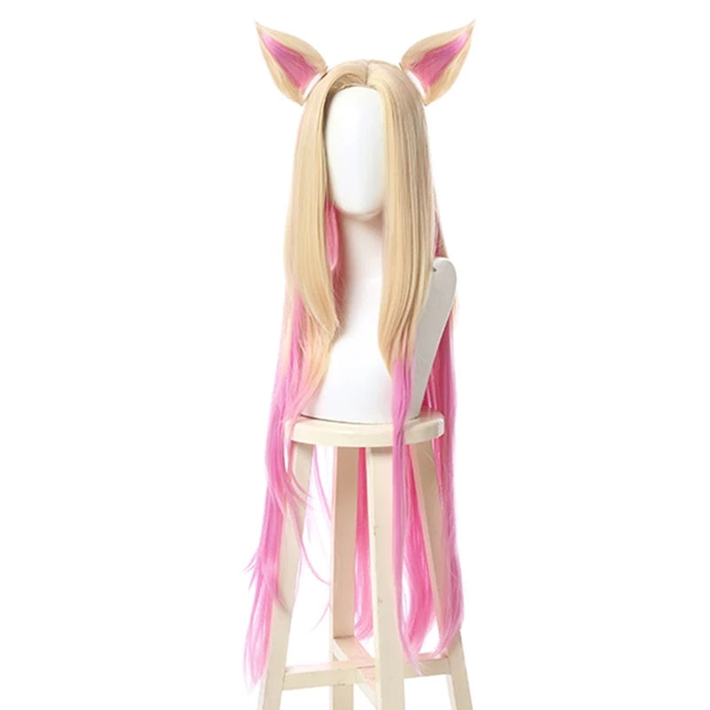 AHRI LOL KDA Lisa Blonde Wig with Pink
