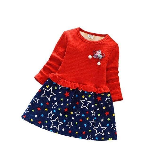 Long-sleeved dress with stars.