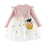 Cute Pineapple Casual Dress with Long Sleeves