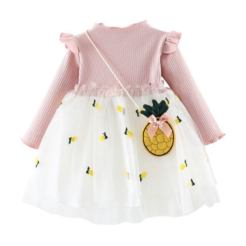 Cute Pineapple Casual Dress with Long Sleeves
