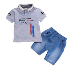 Conjunto com Camisa Gola Polo - Tamanhos de 3 meses a 4 anos