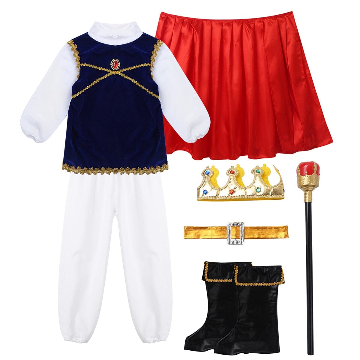 Costume: Blue King, Cape, Crown, and Staff