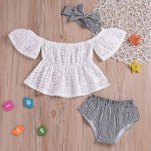 Carregar imagem no visualizador da galeria, Conjunto 3 Peças Ciganinha Rendada - Tamanhos de 0 a 2 anos

