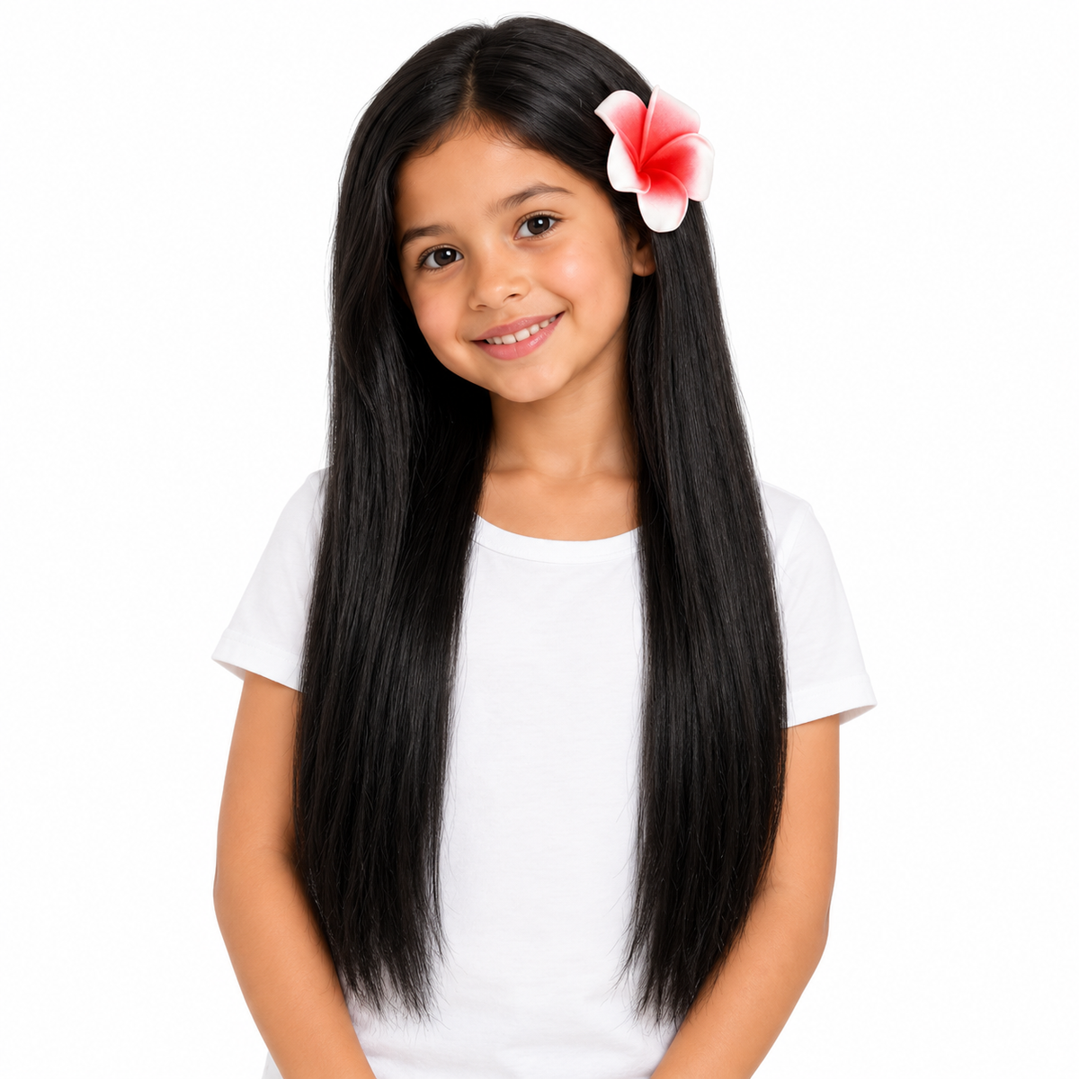AI-generated representation of Isabela Encanto Long Black Costume Wig with Flower