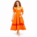 AI-generated representation of Pepa Encanto Orange Ruffle Costume Dress for Adults