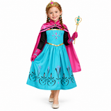 Anna Winter Princess Costume Dress Set with Cape and Accessories – Frozen Style — studio model photograph on white background