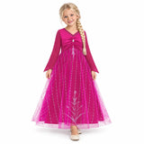 Pink Frozen 2 Ice Queen Costume Dress for Girls — studio image on a white background.