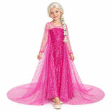 Elsa Pink Sequin Costume Dress with Wig — studio image on a white background.