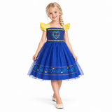 Elsa Ice Princess Toddler Tulle Dress with Flutter Sleeves – Frozen Style — studio model photograph on white background