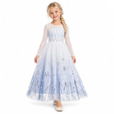 AI-generated image of a fictional model wearing Elsa Snow Queen Costume Dress – Frozen on a white studio background.