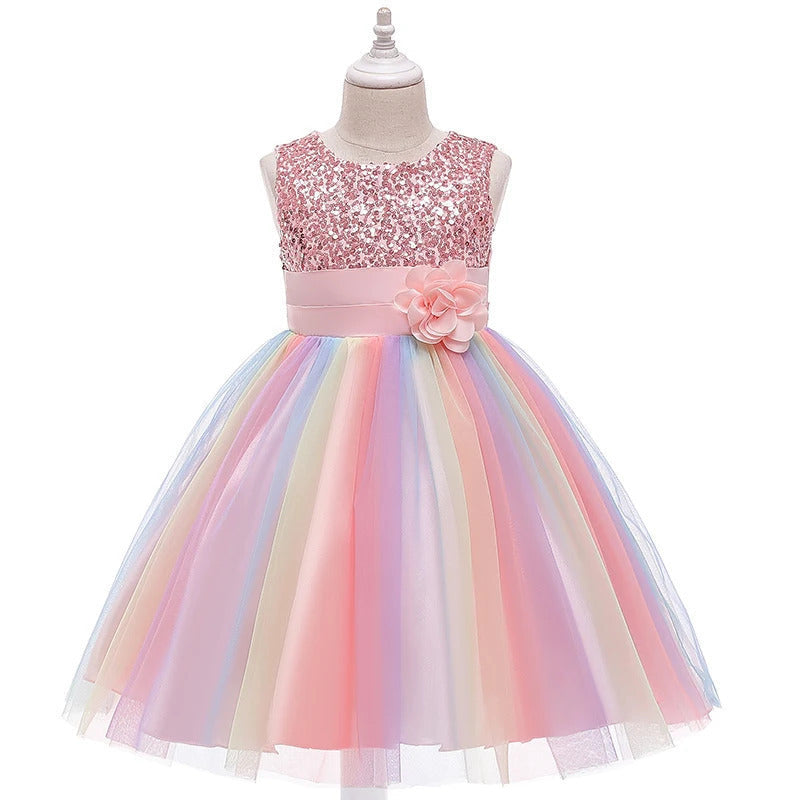 Sequined Short-Sleeve Dress for Girls