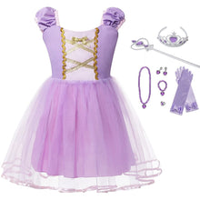 Carregar imagem no visualizador da galeria, Vestido Fantasia Rapunzel infantil + Acessórios
