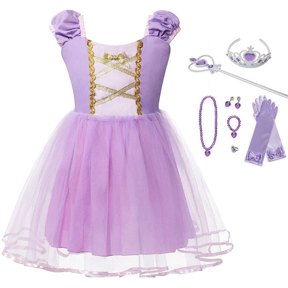 Vestido Fantasia Rapunzel infantil + Acessórios