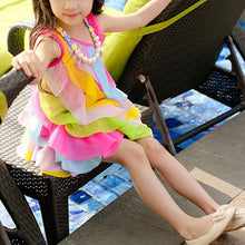 Carregar imagem no visualizador da galeria, Vestido Colorido Babados em Camadas - Tamanhos de 3 a 9 anos
