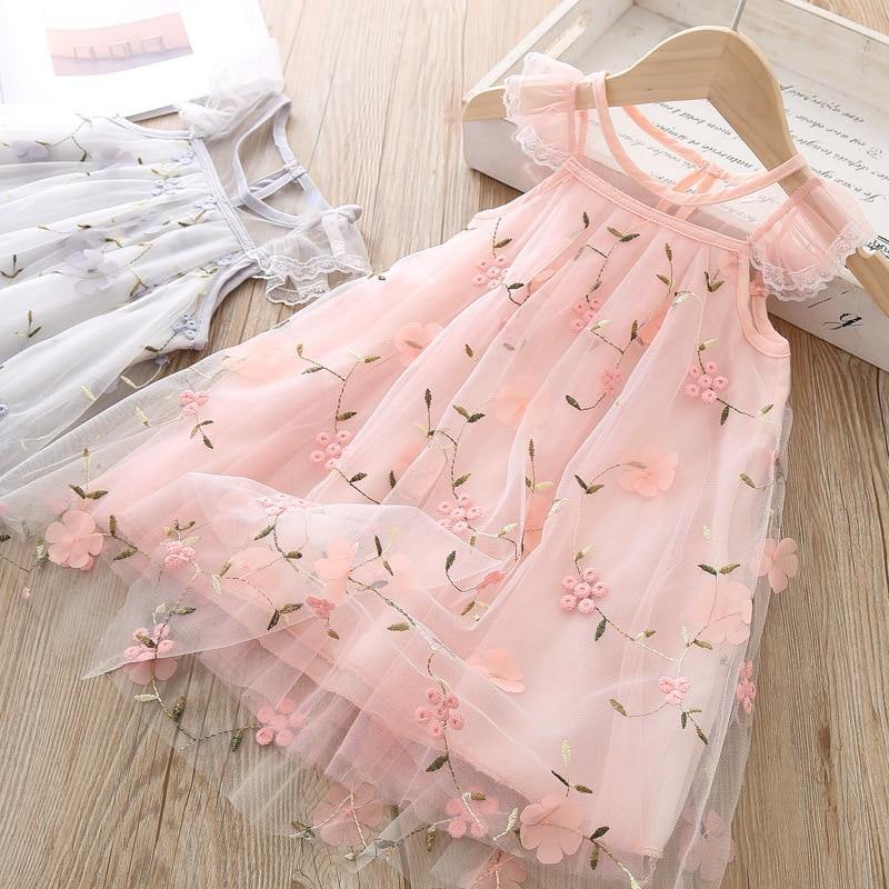 Princess Dress with Floral Embroidery