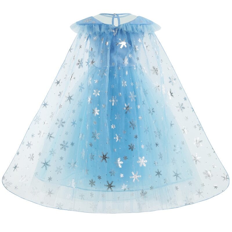 Kids Ice Princess Costume Dress with Cape and Wand – Frozen Style
