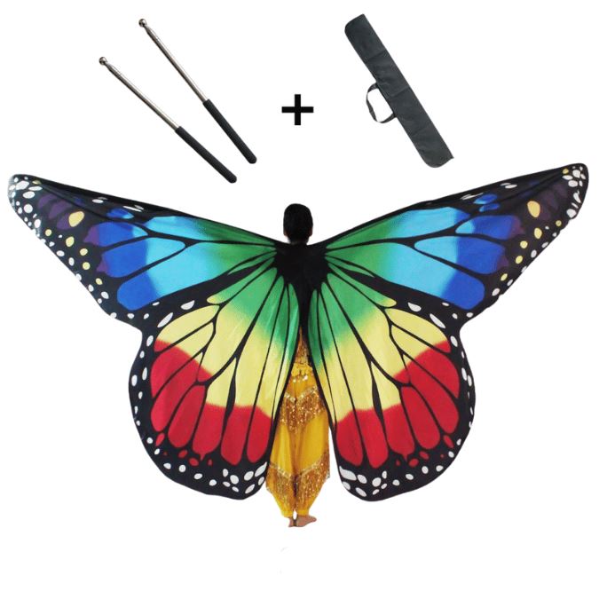 Rainbow Butterfly Wings Set + Accessories, for dancing