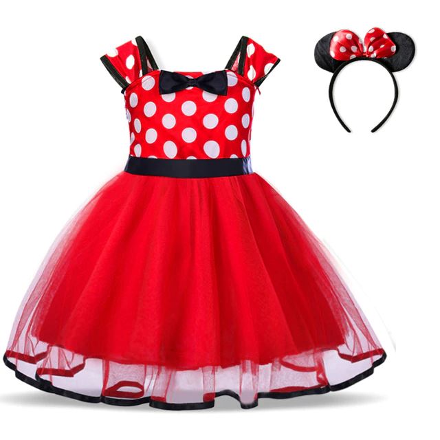 Red Minnie Mouse Costume Dress with Tiara – Kids
