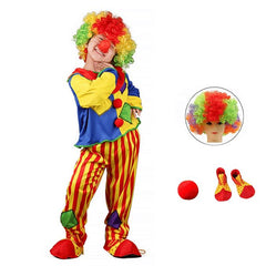 Fantasia Palhaço Colorida com Listras Infantil Menino + Acessórios