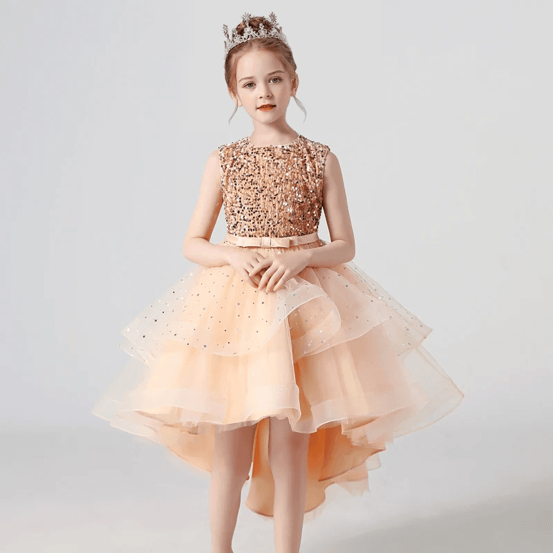Kids Party Dress with Lace and Sequins