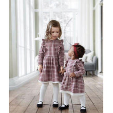 Carregar imagem no visualizador da galeria, Vestido Xadrez Renda e Babados - Tamanhos de 6 meses a 4 anos
