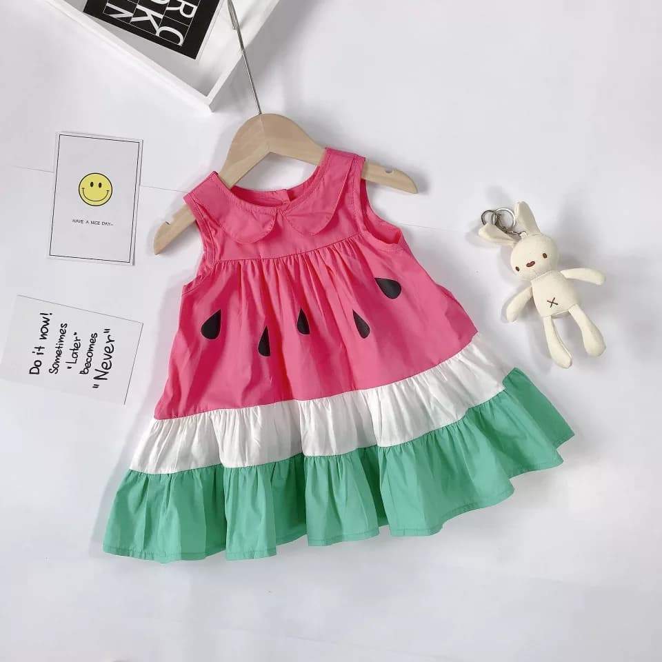 Vestido Delicious Melancia - Tamanhos de 18 meses a 6 anos