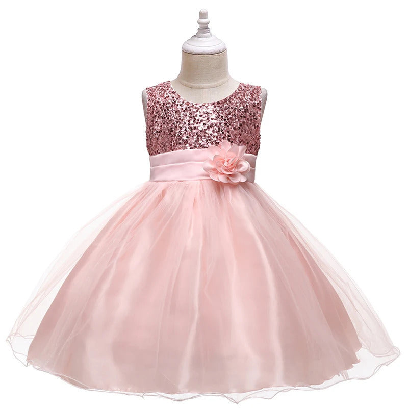 Sequined Short-Sleeve Dress for Girls