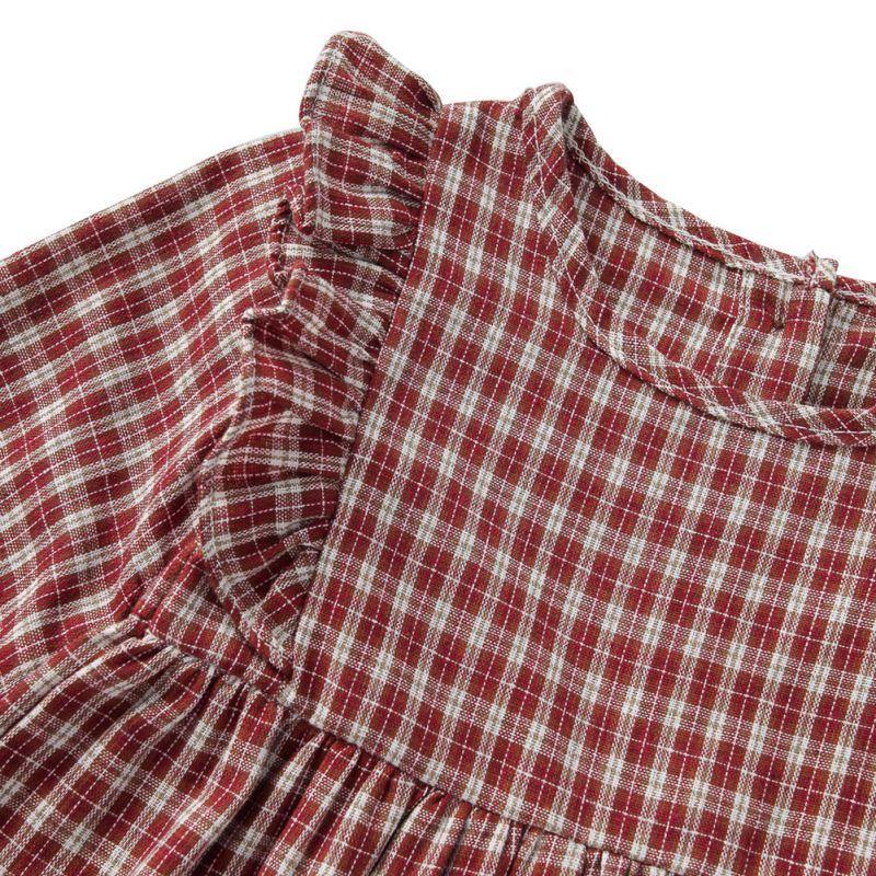 Checkered Dress with Lace and Ruffles