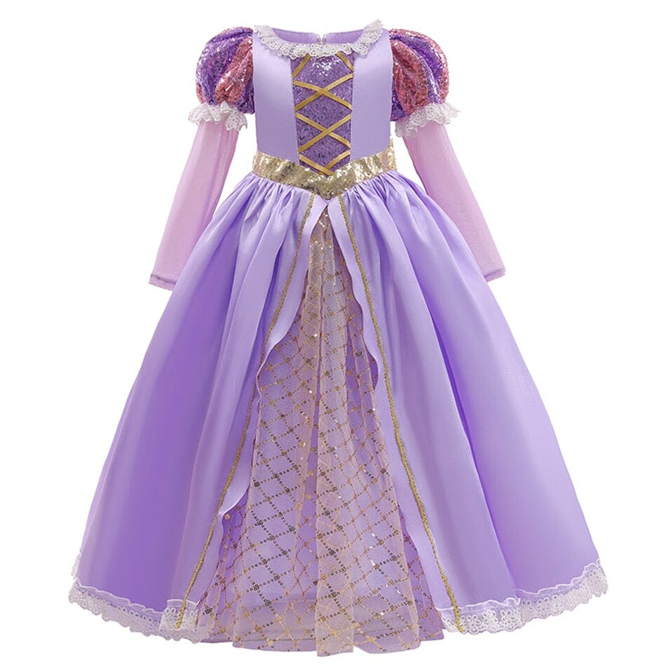 Vestido Fantasia Rapunzel Premium Manga Longo