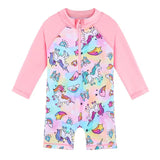 Larger Kids Suit for Girls from Newborn to 6 Years Old, Pink with UV Protection