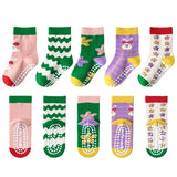 Set of 5 Pairs of Kids Cotton Socks – Non-slip – Various Themes