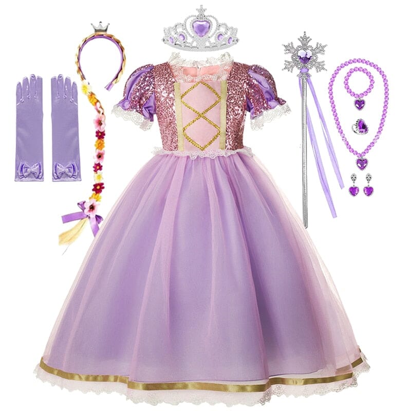 Premium Rapunzel Costume Dress + Accessories