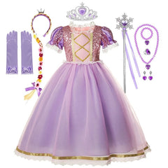 Vestido Fantasia Rapunzel Premium + Acessórios