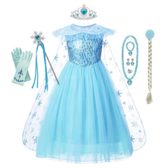 Vestido Fantasia Elsa Estrela de Gelo Acessórios Frozen