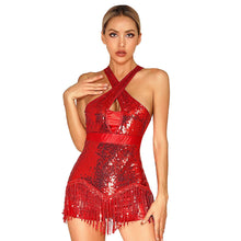 Carregar imagem no visualizador da galeria, Vestido de Dança Latina com Franja de Lantejoulas
