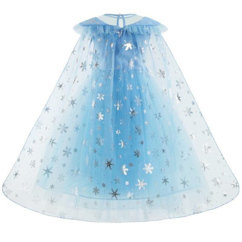 ice princess costume dress back view showing snowflake cape
