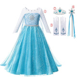 shimmering blue princess dress set for kids party costume