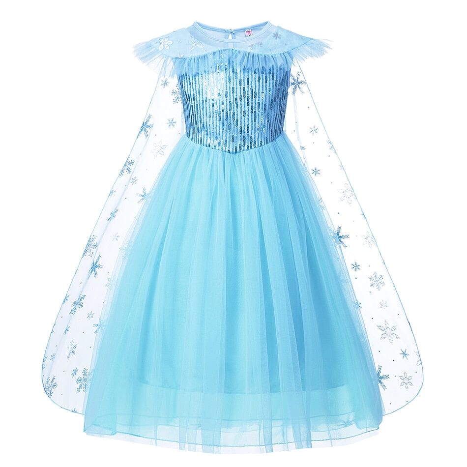 light blue princess costume dress with cape detail
