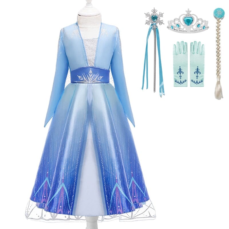 kids princess costume dress set with tiara wand and gloves
