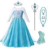 sparkly blue princess dress set for kids dress up play