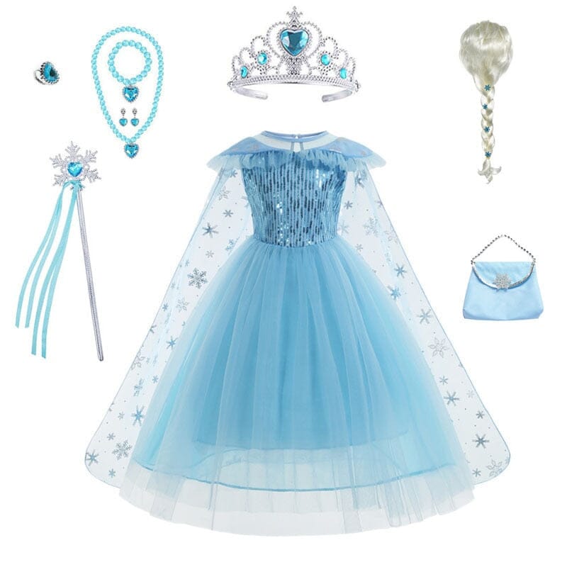 kids princess costume dress worn look with deluxe accessories
