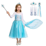 blue ice princess dress with matching accessories for kids