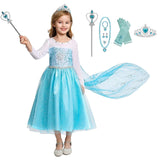blue ice princess dress with tiara wand gloves and jewelry