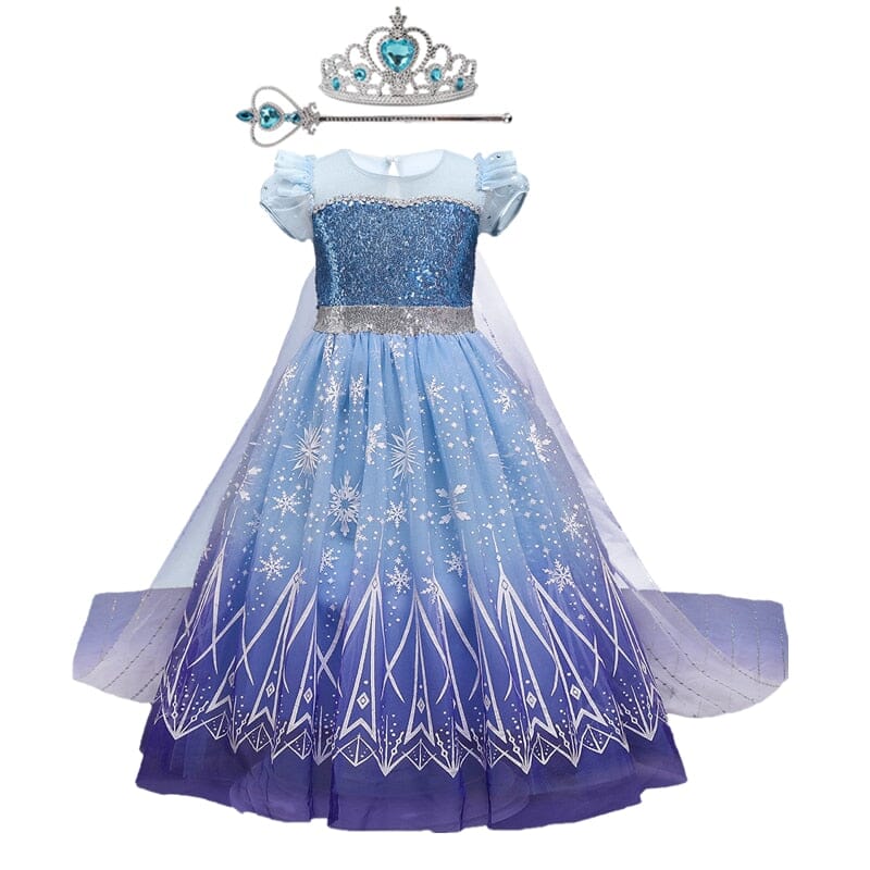 frozen style ice princess costume dress with layered hem